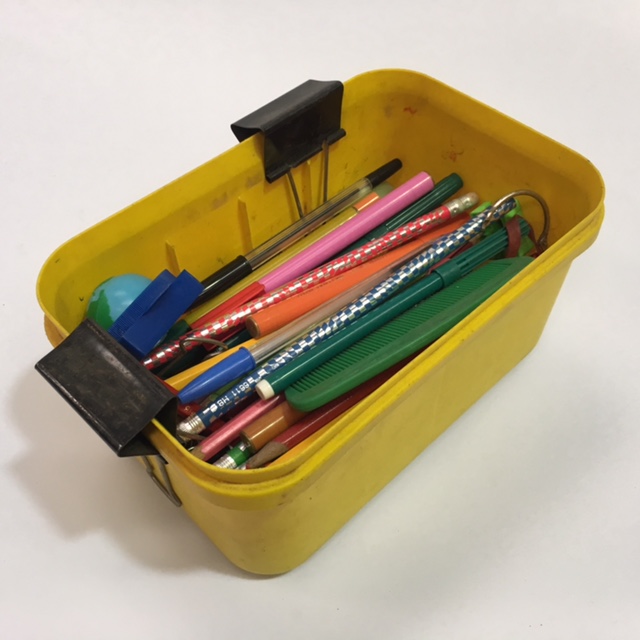 PENCIL BOX, Yellow Plastic Tub